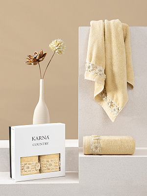 Комплект махровых полотенец с вышивкой "KARNA" COUNTRY 2 шт. арт. 3862 (V2)